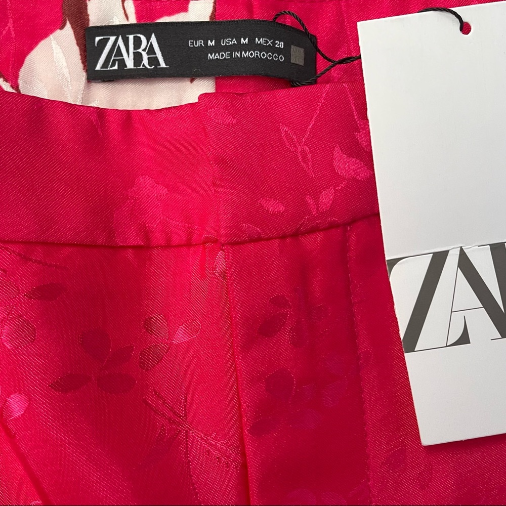 Zara pink and white floral cropped pants - Picture 7 of 7